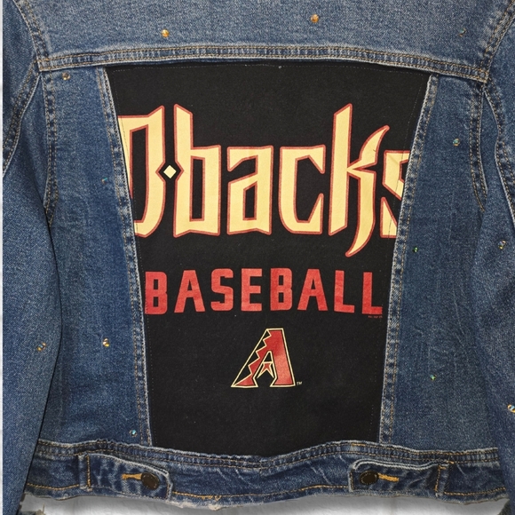 Arizona Diamondbacks Crop Rhinestone Denim Jacket - Picture 8 of 8